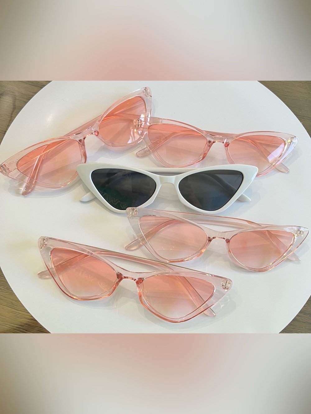 Cat Eye Sunglasses Set– Pink & White Frame Accent